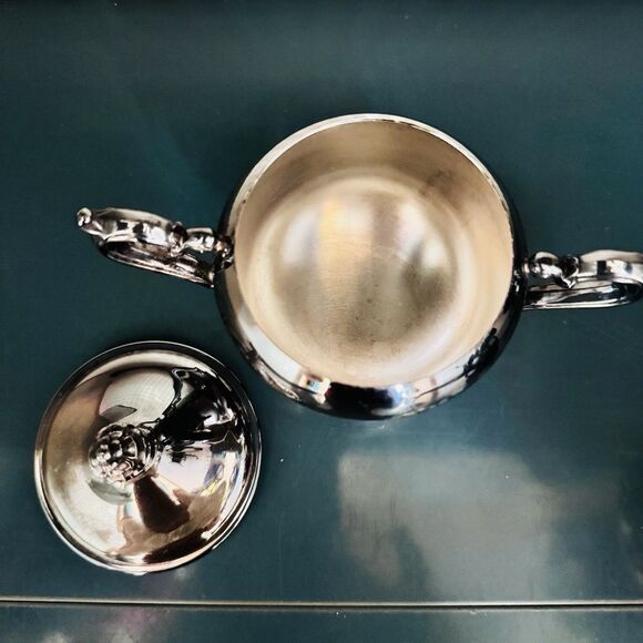 Vintage 3pc Wm Rogers Silverplate Coffee Tea Pot Set Baroque Mid-century Footed - Picture 11 of 16